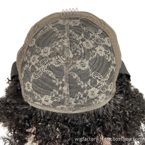Machine Made 180 Density Human Hair Afro Kinky Curly Wig With Bangs Brazilian Remy Glueless Human Hair Wigs For Black Women